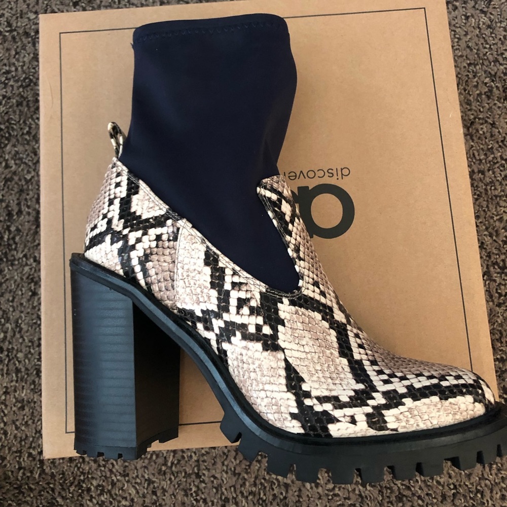Snake print booties